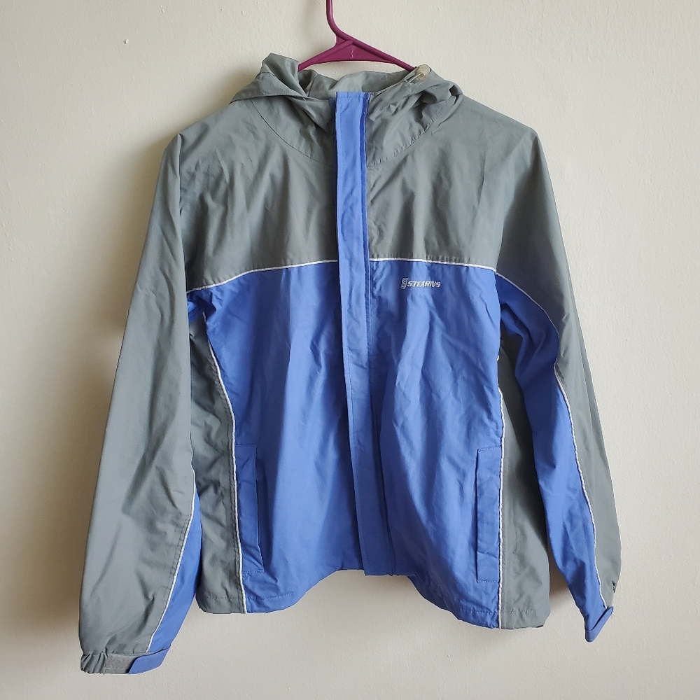 STEARNS Drywear Full Zip Rain Jacket Coat M Nylon Blue Gray Waterproof